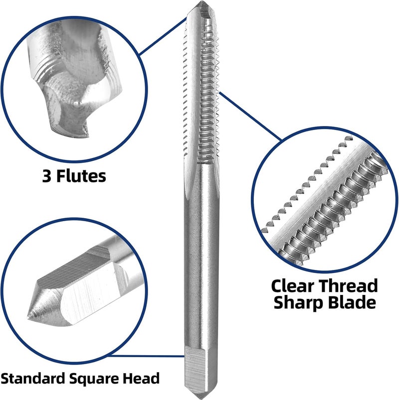 Burkit 2pcs No 10-36 UNS Thread Tap Right Hand, HSS 10 x 36 UNS Straight Fluted Machine Tap - Image 4